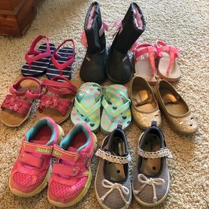 Set of 8 pairs toddler girl shoes size 6